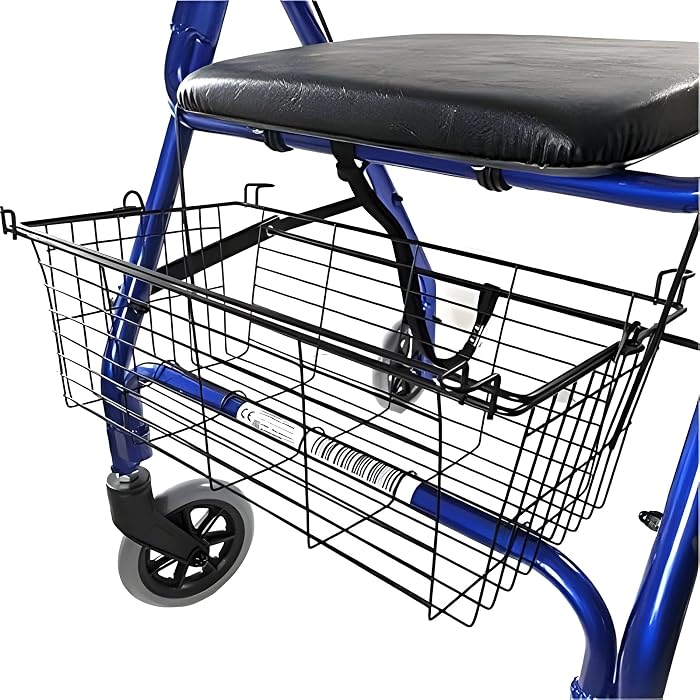 Cestino portaoggetti sotto la seduta di un rollator