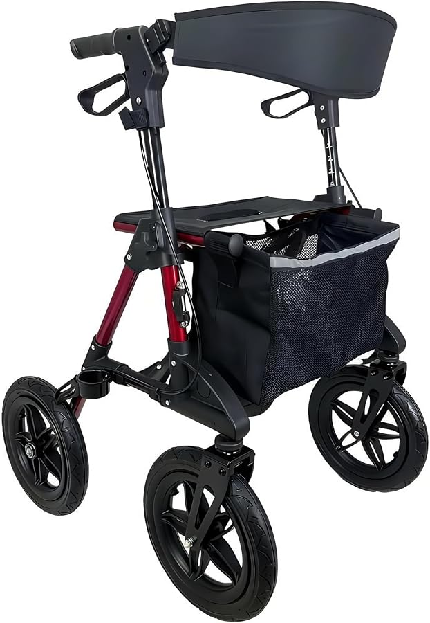 Rollator Crosser rosso con ruote grandi