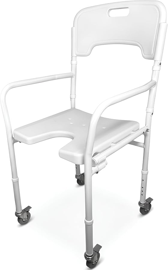Sedia doccia Shower con ruote, schienale e braccioli